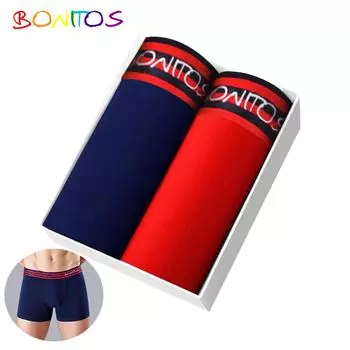 BONITOS 2 шт. мужские трусы хлопковые боксеры сексуальные мужские шорты сплошной цвет M
