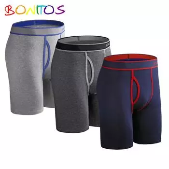 BONITOS, 3 шт., длинные боксеры с принтом, хлопковое мужское нижнее белье, удобные мужские трусы S