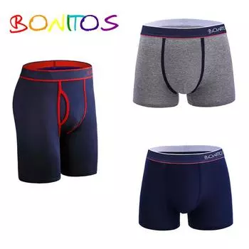 BONITOS 3 шт. длинные мужские трусы хлопковые боксеры удобное нижнее белье для мужчин сплошной цвет
