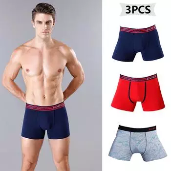 BONITOS 3 шт., хлопковые боксеры большого размера для мужских трусов, комплект мужского нижнего белья с сексуальным принтом