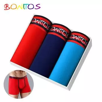 BONITOS 3 шт., хлопковые боксеры для мужских трусов, комплект мужского нижнего белья с сексуальным принтом M