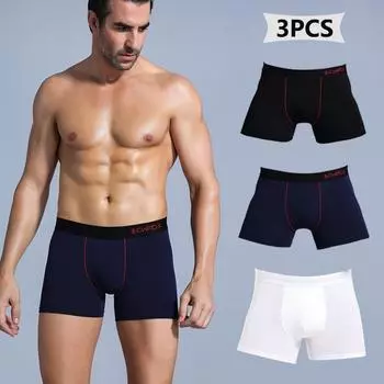 BONITOS 3 шт. хлопковые мужские трусы-боксеры большого размера, комплект мужского нижнего белья, мужские трусы, сексуальные S