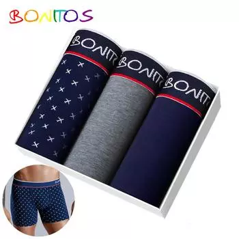 BONITOS, 3 шт., мужские трусы, комплект хлопковых боксеров для мужчин, мужские трусы с принтом XL