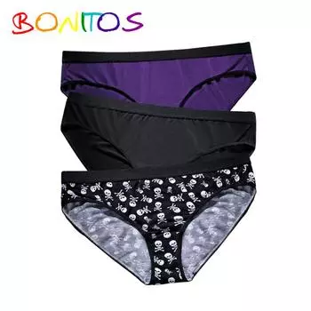 BONITOS, 3 шт., сексуальные женские трусы с принтом, женские трусы с высокой талией, трусы больших размеров S