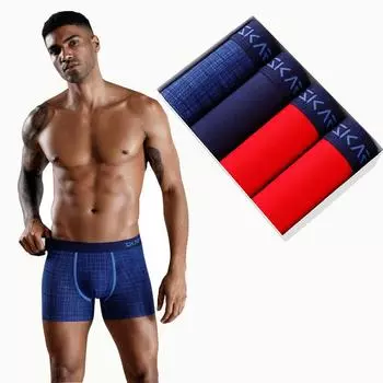 BONITOS 4 шт. мужские трусы с принтом, хлопковые боксеры для мужчин, удобное мужское нижнее белье S синий