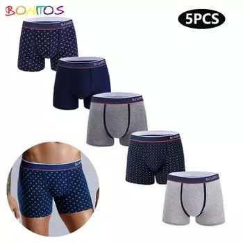 BONITOS 5 шт. принт боксеры для мужчин нижнее белье сексуальные мужские трусы новые боксерские шорты мужские трусы M