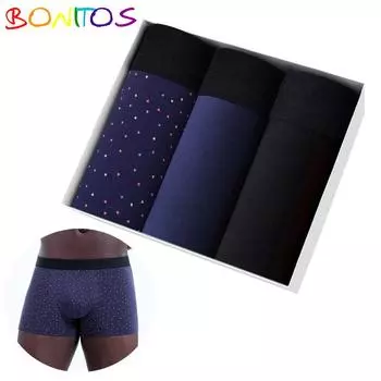 BONITOS комплект хлопковых боксеров из 3 предметов для мужчин, сексуальные мужские трусы с принтом, нижнее белье для мужчин S