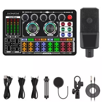 BONKYO F999 Live Audio Interface Karaoke Microphone Set Home DJ Mixer Set Male Voice Female Voice Voice Mixer Distribution Equipment Подходит для Live