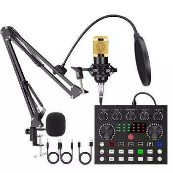 BONKYO Karaoke Set Home DJ Mixer Set Совместимость с потоковым вещанием V8S Audio Interface Mixer Audio Live Sound Card Мужской голос Женский голос Голос