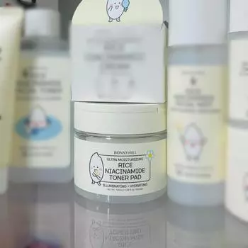 Bonnyhill Rice NiacinamineToner Pads 60 подушечек, Увлажняющий, Корейская косметика, Kbeauty, пробник