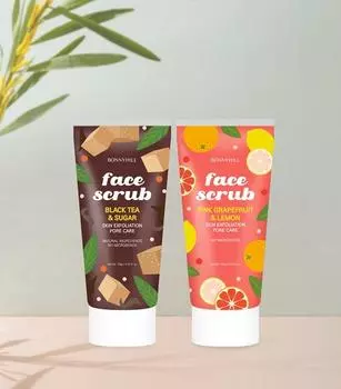 BONNYHILL Скраб для лица Черный чай и сахар / Грейпфрут и лимон, Увлажнение, Корейская косметика, Kbeauty, образец Black Tea & Sugar