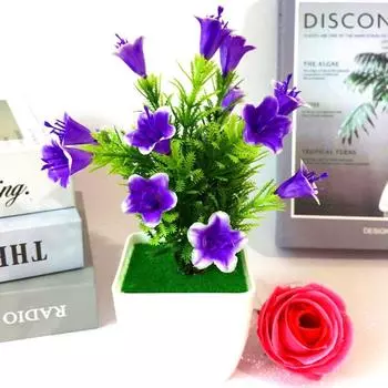 Bonsai Simulated Lily Potted Plant Arrangement For Living Room Or Workspace PurpleLilac