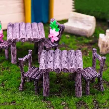 Бонсай Мини Сказочный Сад Из Смолы Сделай Сам Миниатюрный Стол и Стулья Набор Мебель Фигурки Украшения C