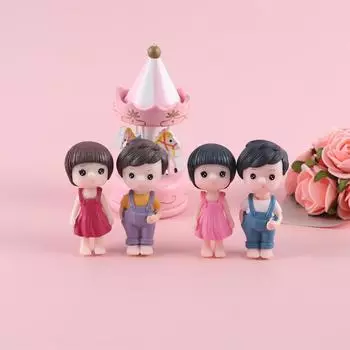 Бонсай Мини Сказочный Сад Кукла Поделки Пары Фигурки Маленькие Влюбленные Миниатюрный Мальчик Девочка Украшение blue&pink