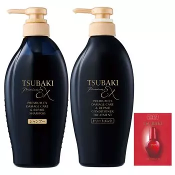 Бонусный флакон набора шампуня TSUBAKI EX Damage Care Damage Oil Force Repair Smooth Damage Perm Color + [Премиум и восстановление]