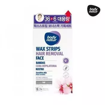 Бонусный пакет Body Nature Hair Remover Wax Strip Face Sweet Almond 36 полосок + 6 салфеток
