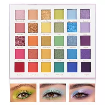 Boobeen 30 цветных теней для век Rainbow Matte Shimmer Eyeshadow Powder Vibrant Color Face Powder Makeup для сценического костюма Palette & Set,
