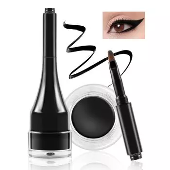 Boobeen Gel Eyeliner Водостойкая подводка для глаз с кистью Высокопигментированная кремовая подводка для глаз для женщин для смелого макияжа глаз Набор, аппликатор, стойкая