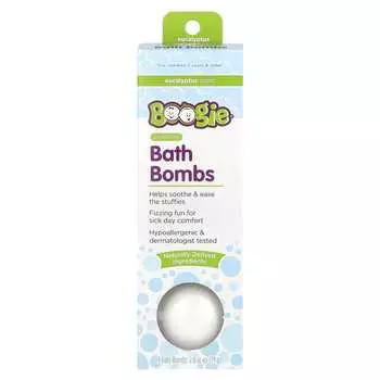 Boogie Wipes, успокаивающие бомбочки для ванны, эвкалипт, 3 бомбочки для ванны, 2,8 унции (79 г) Каждый