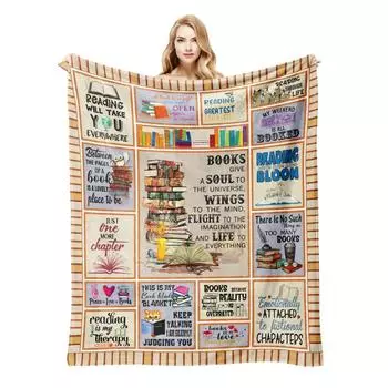 Book Lovers Gift Blanket Book Club Theme Blanket for Book Lovers Holiday Gift 70x100cm