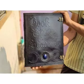 Book Of Shadows Large leather Notebook Grimoire Leather Journal Magical Spell notebook, Halloween gift for, Notebook for Woman s and Man 13 x 10 in