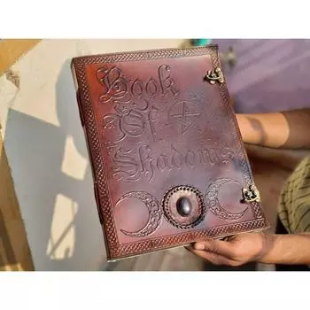 Book Of Shadows Large leather Notebook Grimoire Leather Journal Magical Spell notebook, Halloween gift for, Notebook for Woman s and Man 13 x 10 in