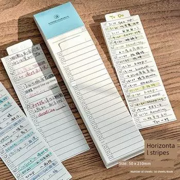 Bookmark Type Foldable Notepad Memo Blank Index Plan Tearable Good-looking Stationery Oh Baby Portable Notebook 1 horizontal stripe