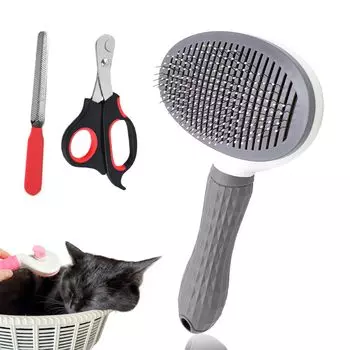 BOOMIE pet care Пилочка для ногтей One push для коротких и длинных волос [набор из 3 предметов] щетка, машинка для стрижки, для собак, кошек, маленькая, большая, для волос, (серый)
