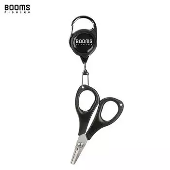 Booms Fishing S01 Braid Line Scissor Ножницы для рыболовной лески с выдвижным держателем для бейджа Карабин Ящики для снастей Аксессуары зелёный