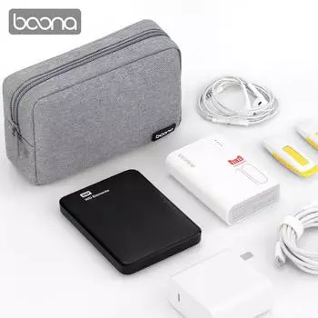 Boona Ткань Оксфорд Материал Ноутбук Сумка для хранения энергии Сумка для хранения кабеля передачи данных Сумка для цифрового хранения Портативная сумка чёрный