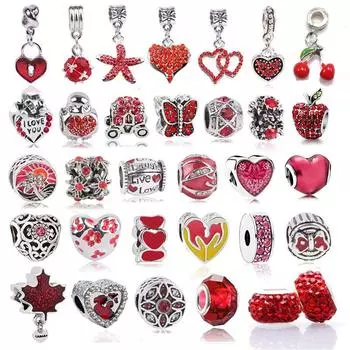 Boosbiy 2 шт. милые красные хрустальные бусины в виде птиц и медведей, подвески, подходят для брендовых браслетов, ожерелий для женщин, аксессуары для ювелирных изделий своими руками