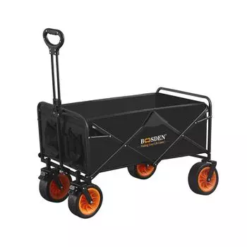 BOOSDEN Carry Wagon Складная тележка для кемпинга на открытом воздухе, ширина 7 см, большие шины, объем 110 л, большая вместимость, грузоподъемность 100 кг, удобное хранение, песчаный пляж