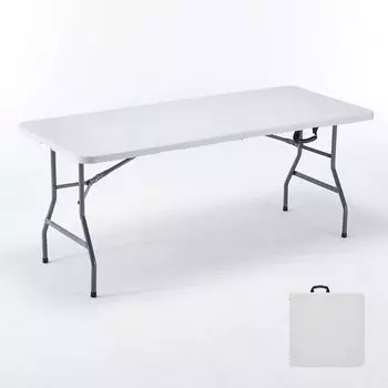 BOOSDEN Уличный складной стол 180x74x75 см Большой стол Сборка не требуется Обеденный стол Рабочий стол Портативный компактный обеденный стол Гостиный стол для мероприятий белый