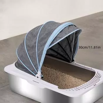 Booteely Pet Litter Box Semi Enclosed Stainless Steel Bedpan Scratch And Bite Resistant Cleaning Products L 60.8x40.8x50cm серый