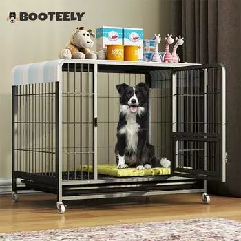 BOOTEELY Сверхпрочные собачьи будки Металлические собачьи будки Сверхпрочные неразрушимые и защищенные от побега собачьи клетки для собак будка для больших собак 110x72x95cm белый