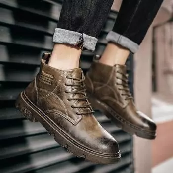 Boots for Men Retro Brown Man Shoes Black Offer Low Price Cheap High Quality Casual Designer Original Deals Comfortable Offers 39