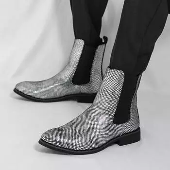 Boots Men s 2025 Autumn and Winter Martin Boots Men s Tooling Boots British High Top Leather Shoes Pointed Men s Boots Locomotive Boots 38 золотой