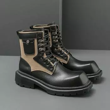 Boots men s British style retro polished Martin boots autumn and winter new lace-up short boots thick-soled thick-heeled single boots 38