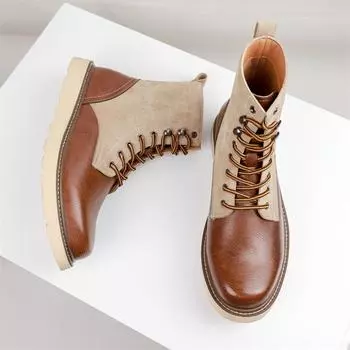 Boots Men s Tooling Boots Men s Outdoor British Leather American Retro Fashion Versatile Men s Boots Platform Martin Boots 38 чёрный