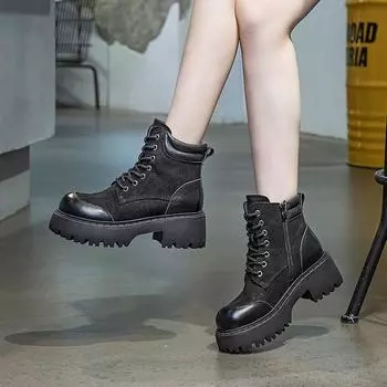 Boots Thick Sole Martin Boots Knight Boots 35 чёрный