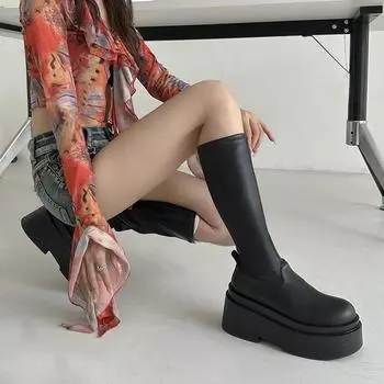 Boots Women s Boots Slimming Tall Knight Boots High Heel Boots Tide Spice Girls Stretch Boots Tall Boots Long Boots 35 чёрный