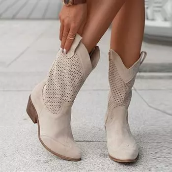 Boots Women s Costume Elegant Suede Half Boots Pointed On Shoes Boots Heel Boots Half Height Western Boots Women s Boots 35