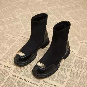 Boots Women s Spring and Autumn 2024 New Korean Small Ankle Boots Autumn and Winter Versatile Skinny Boots Advanced Flat Boots 35