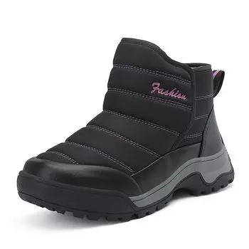 Boots Women Snow Casual Shoes Woman Waterproof Keep Warm Plush New Botas Mujer Winter Platform Boots Thick Plush Heels Non-slip 36 бежевый