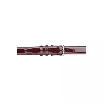 Бордово-красный ремень из лакированной кожи с прошивкой