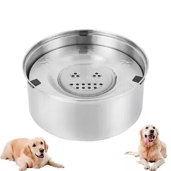 Bornoon Dog Water Large Capacity Stainless Easy to Clean Pet Stainless Steel Dog Large Dog Food Water Slow Speed Travel Water Bowl for Cats Large серебряный