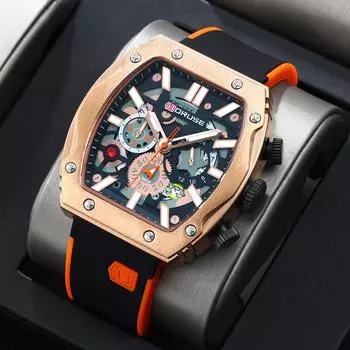 BORUSE Часы Бизнес Часы Кварцевые Мужские Часы Роскошные Светящиеся в Темноте Мужские Часы Аналоговые Часы Календарь Часы Силиконовый Ремешок Для Мужчин чёрный