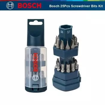 Bosch 25 шт., комплект электрических отверток, комбинированный набор, легированная сталь, ударопрочная отвертка диаметром 25 мм, аксессуары