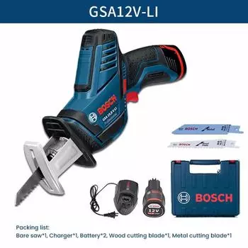 Bosch GSA 12V-LI Сабельная пила 12 В Аккумуляторная сабельная пила Перезаряжаемый резак по дереву и металлу с 2 режущими лезвиями 1 литиевая батарея