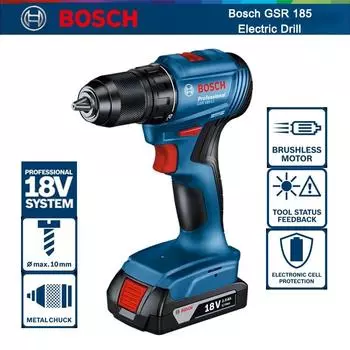 Bosch GSR 185-LI Бесщеточная электрическая дрель Профессиональная аккумуляторная дрель Аккумуляторная электрическая отвертка 18 В Электроинструменты